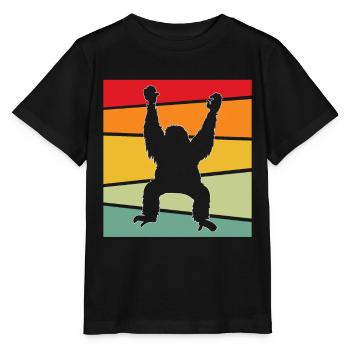 Orang Utan Retro - Stanley/Stella Kinder T-Shirt MINI CREATOR  - Schwarz - Vorne - Mikhail (115cm)