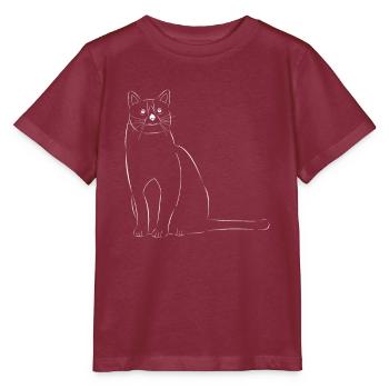 Chat dessiné - T-shirt bio MINI CREATOR Stanley/Stella Enfant - bordeaux - Devant - Kain (125cm)