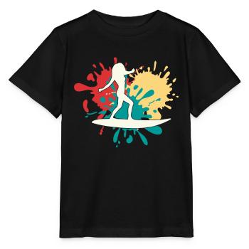 Surfer Silhouette - Stanley/Stella MINI CREATOR Kids’ T-Shirt - black - Front - Mikhail (115cm)
