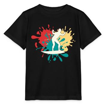 Surfer Silhouette - Stanley/Stella Kinder T-Shirt MINI CREATOR  - Schwarz - Vorne - Mikhail (115cm)