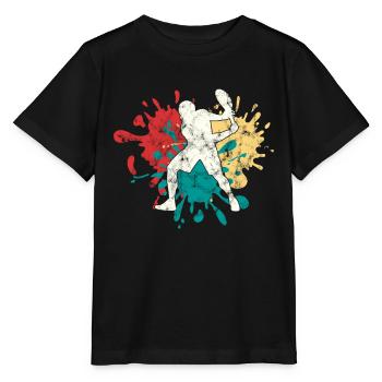 tennis silhouette - Stanley/Stella Kinder T-Shirt MINI CREATOR  - Schwarz - Vorne - Mikhail (115cm)