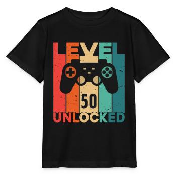 Level 50 Unlocked - Stanley/Stella MINI CREATOR Kids’ T-Shirt - black - Front - Mikhail (115cm)