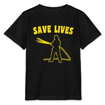 Slogan des pompiers - T-shirt bio MINI CREATOR Stanley/Stella Enfant - noir - Devant - Mikhail (115cm)