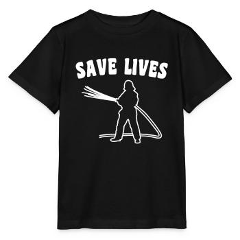 Slogan des pompiers - T-shirt bio MINI CREATOR Stanley/Stella Enfant - noir - Devant - Mikhail (115cm)