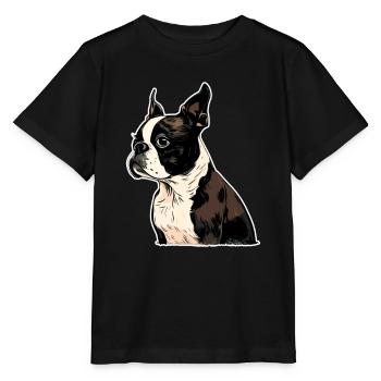 Boston Terrier - T-shirt bio MINI CREATOR Stanley/Stella Enfant - noir - Devant - Mikhail (115cm)