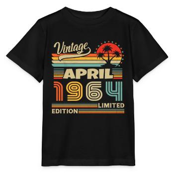Avril 1964 Anniversaire Avril 1964 Avril - T-shirt bio MINI CREATOR Stanley/Stella Enfant - noir - Devant - Mikhail (115cm)