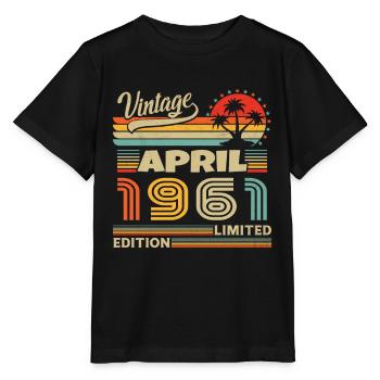 Avril 1961 Anniversaire Avril 1961 Avril - T-shirt bio MINI CREATOR Stanley/Stella Enfant - noir - Devant - Mikhail (115cm)