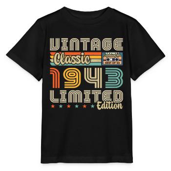 Jahrgang 1943 Geburtstagsgeschenk 1943 - Stanley/Stella Kinder T-Shirt MINI CREATOR  - Schwarz - Vorne - Mikhail (115cm)
