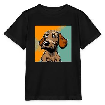 Dog in comic style - Stanley/Stella MINI CREATOR Kids’ T-Shirt - black - Front - Mikhail (115cm)
