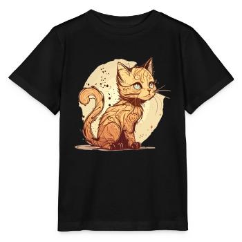 Cat in comic style - Stanley/Stella MINI CREATOR Kids’ T-Shirt - black - Front - Mikhail (115cm)