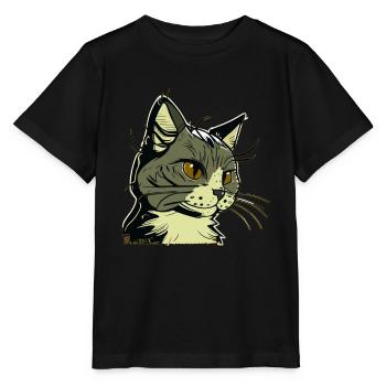Cat in comic style - Stanley/Stella MINI CREATOR Kids’ T-Shirt - black - Front - Mikhail (115cm)