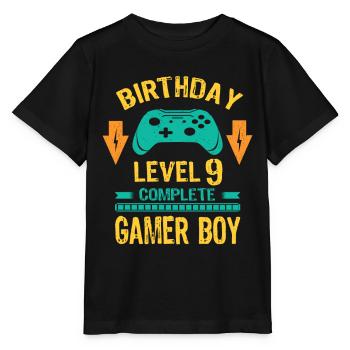 Nine 9yr BDay Son Boy Funny Gamer 9th 9 Year Old - Stanley/Stella MINI CREATOR Kids’ T-Shirt - black - Front - Mikhail (115cm)
