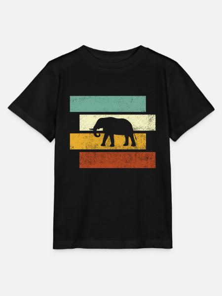 Elefant Retro - Stanley/Stella Kinder T-Shirt MINI CREATOR  - Schwarz