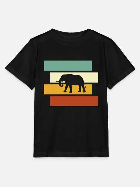 Elefant Retro - Stanley/Stella Kinder T-Shirt MINI CREATOR  - Schwarz