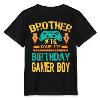 Bro Brother Of the Birthday Gamer Boy Gaming Gift - Stanley/Stella MINI CREATOR Kids’ T-Shirt - black - Front - Mikhail (115cm)