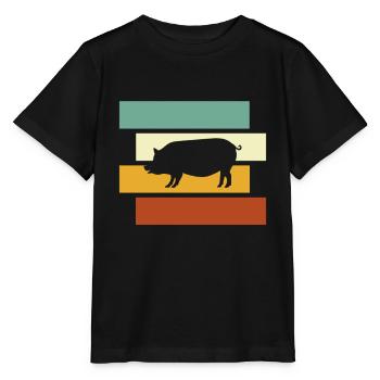 Schwein Retro - Stanley/Stella Kinder T-Shirt MINI CREATOR  - Schwarz - Vorne - Mikhail (115cm)