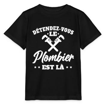 Détendez-Vous Le Plombier Est Là Plomberie - T-shirt bio MINI CREATOR Stanley/Stella Enfant - noir - Devant - Mikhail (115cm)
