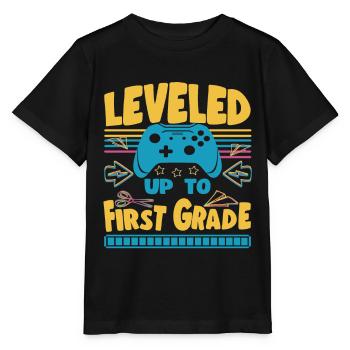 First Day of School Leveled Up To First Grade Boy - Stanley/Stella Kinder T-Shirt MINI CREATOR  - Schwarz - Vorne - Mikhail (115cm)