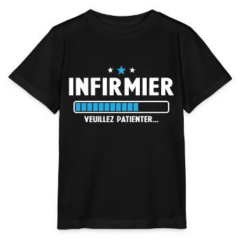 Infirmier veuillez patienter - T-shirt bio MINI CREATOR Stanley/Stella Enfant - noir - Devant - Mikhail (115cm)