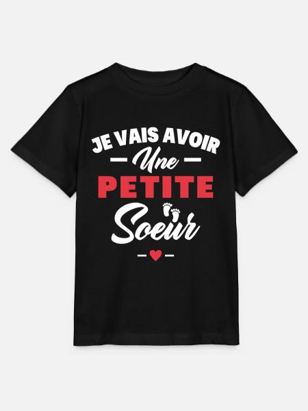 Je vais avoir une petite sœur - T-shirt bio MINI CREATOR Stanley/Stella Enfant - noir