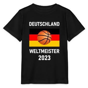 Deutschland Basketball Weltmeister 2023 Fan Shirt - Stanley/Stella Kinder T-Shirt MINI CREATOR  - Schwarz - Vorne - Mikhail (115cm)