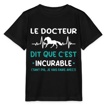 Cheval - c'est incurable - T-shirt bio MINI CREATOR Stanley/Stella Enfant - noir - Devant - Mikhail (115cm)
