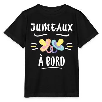 Jumeaux A Bord Future Maman Annonce Grossesse - T-shirt bio MINI CREATOR Stanley/Stella Enfant - noir - Devant - Mikhail (115cm)