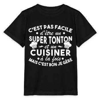 Super Tonton et un Cuisinier Cadeau Humour - T-shirt bio MINI CREATOR Stanley/Stella Enfant - noir - Devant - Mikhail (115cm)