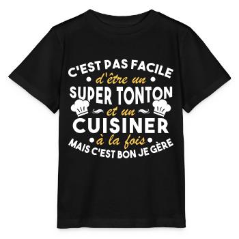 Super Tonton et un Cuisinier Cadeau Humour - T-shirt bio MINI CREATOR Stanley/Stella Enfant - noir - Devant - Mikhail (115cm)