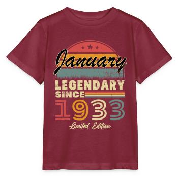 Birthday gift born in January 1933 - Stanley/Stella MINI CREATOR Kids’ T-Shirt - burgundy - Front - Kain (125cm)