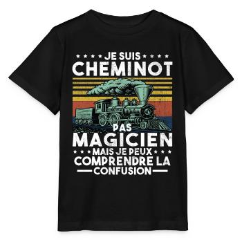 Cheminot Conducteur De Train Chemin De Fer - T-shirt bio MINI CREATOR Stanley/Stella Enfant - noir - Devant - Mikhail (115cm)