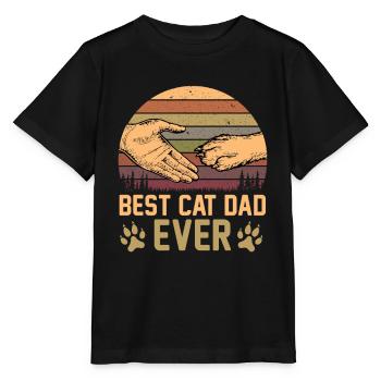 Beste Katze Papa aller Zeiten Retro Vintage Geschenk Frauen Männer - Stanley/Stella Kinder T-Shirt MINI CREATOR  - Schwarz - Vorne - Mikhail (115cm)