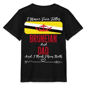 Drapeau brunéien du père Brunei pour la fête des pères - T-shirt bio MINI CREATOR Stanley/Stella Enfant - noir - Devant - Mikhail (115cm)