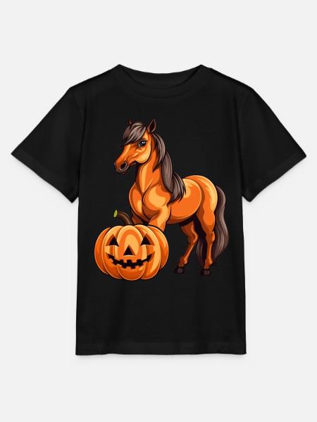 Pferd Kürbis Lazy Halloween Party Kostüm Kinder - Stanley/Stella Kinder T-Shirt MINI CREATOR - Schwarz