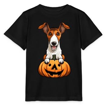Fox Terrier Chien Citrouille Paresseuse Fête d’Halloween - T-shirt bio MINI CREATOR Stanley/Stella Enfant - noir - Devant - Mikhail (115cm)