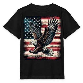 Eagle American Flag 4th of July Day Eagle Gifts - Stanley/Stella Kinder T-Shirt MINI CREATOR  - Schwarz - Vorne - Mikhail (115cm)