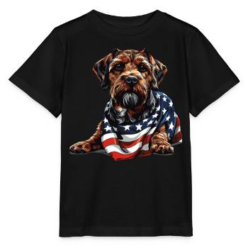 Border Terrier Hund 4. Juli Geschenke mit - Stanley/Stella Kinder T-Shirt MINI CREATOR  - Schwarz - Vorne - Mikhail (115cm)