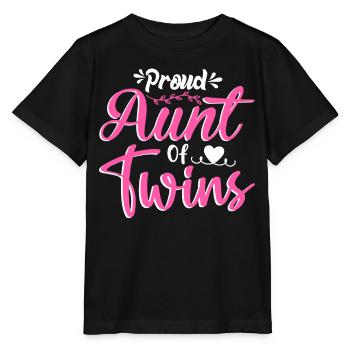 Proud Aunt of Twins Baby Pregnancy Announcement - Stanley/Stella Kinder T-Shirt MINI CREATOR  - Schwarz - Vorne - Mikhail (115cm)