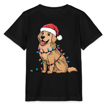 Golden Retriever Christmas Lights Xmas Dogs Gifts - Stanley/Stella MINI CREATOR Kids’ T-Shirt - black - Front - Mikhail (115cm)