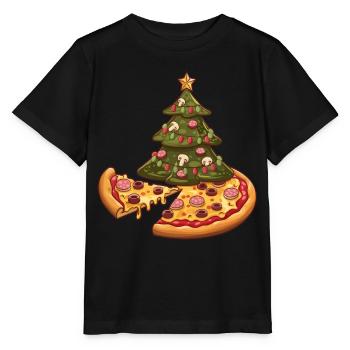 Pizza Christmas Tree Pepperoni Food Gifts for Men - Stanley/Stella Kinder T-Shirt MINI CREATOR  - Schwarz - Vorne - Mikhail (115cm)