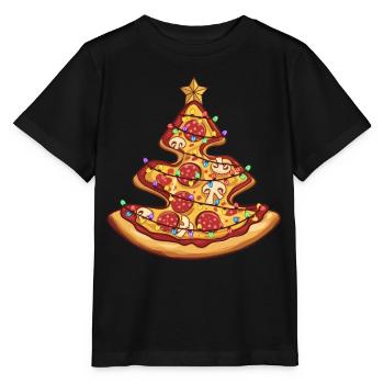 Pizza Christmas Tree Pepperoni Food Gifts for Men - Stanley/Stella Kinder T-Shirt MINI CREATOR  - Schwarz - Vorne - Mikhail (115cm)