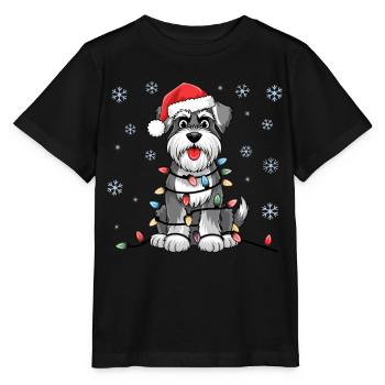 Standard Schnauzer Christmas Lights Xmas Dogs - Stanley/Stella MINI CREATOR Kids’ T-Shirt - black - Front - Mikhail (115cm)