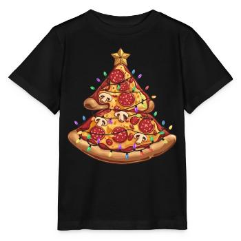Pizza Christmas Tree Pepperoni Food Gifts for Men - Stanley/Stella Kinder T-Shirt MINI CREATOR  - Schwarz - Vorne - Mikhail (115cm)