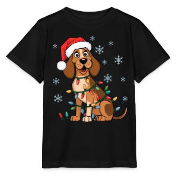 Treeing Walker Coonhound Noël Lumières Noël - T-shirt bio MINI CREATOR Stanley/Stella Enfant - noir - Devant - Mikhail (115cm)