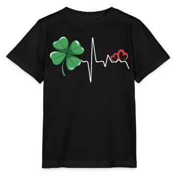 Shamrock Heartbeat Saint-Patrick Amour Femmes - T-shirt bio MINI CREATOR Stanley/Stella Enfant - noir - Devant - Mikhail (115cm)