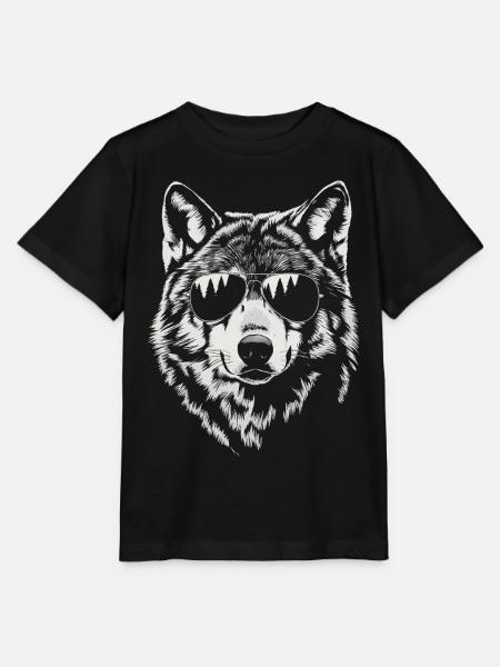 Wolf Illustration Sonnenbrille Coole Tierkunst - Stanley/Stella Kinder T-Shirt MINI CREATOR - Schwarz