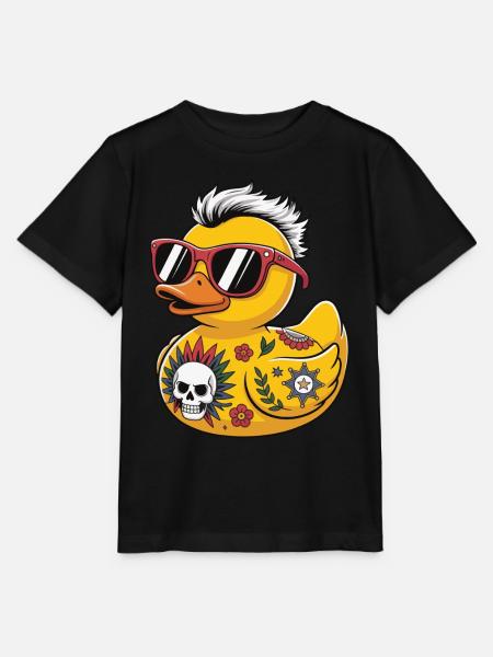 punk gummi ente sonnenbrille schädel tattoo blume - Stanley/Stella Kinder T-Shirt MINI CREATOR - Schwarz