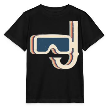 Snorkeling Snorkel Snorkeler Retro Line Art - Stanley/Stella MINI CREATOR Kids’ T-Shirt - black - Front - Mikhail (115cm)