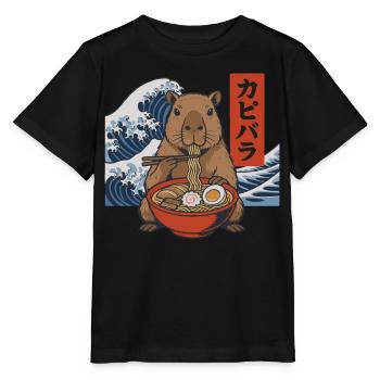 Capybara Ramen Bowl Chopsticks Japanese Wave - Stanley/Stella MINI CREATOR Kids’ T-Shirt - black - Front - Mikhail (115cm)