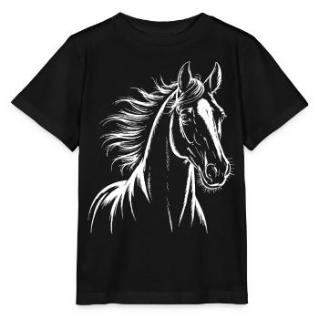 Croquis de cheval Équitation Line Art Dessin d’animaux - T-shirt bio MINI CREATOR Stanley/Stella Enfant - noir - Devant - Mikhail (115cm)